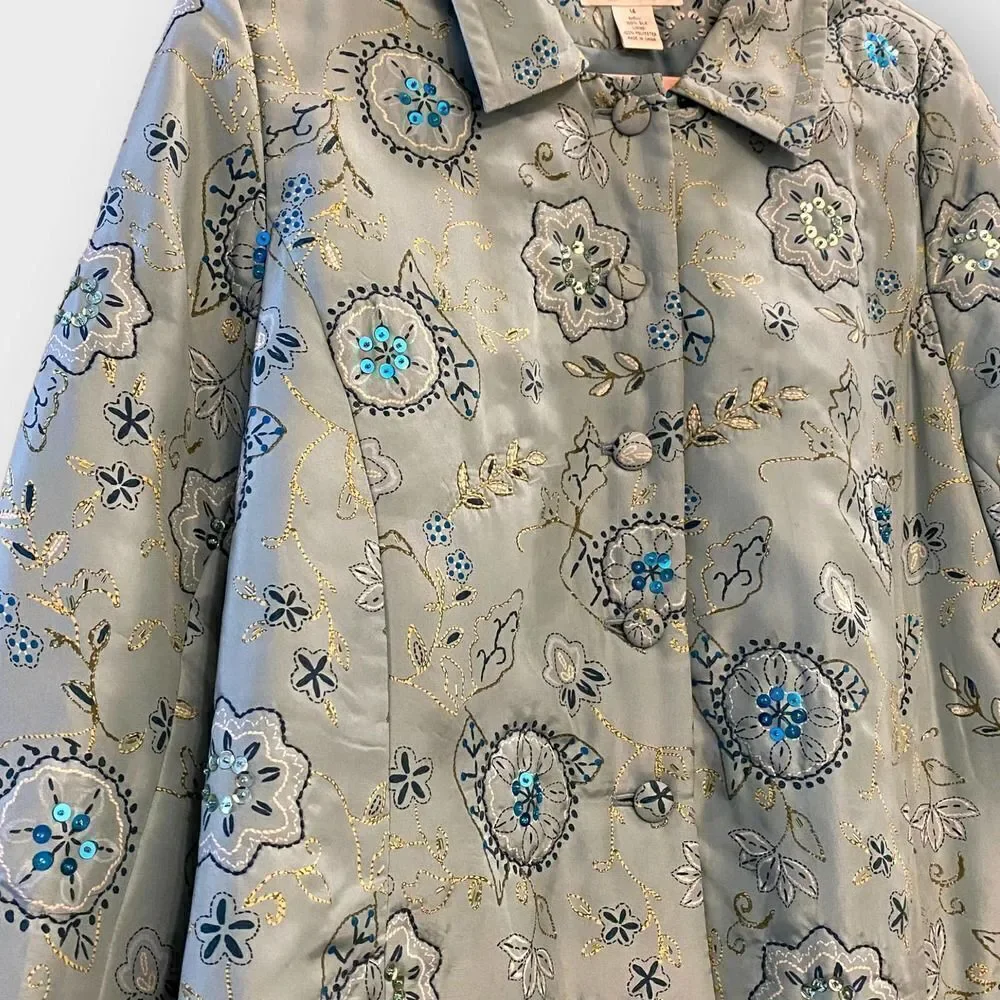 Vintage Judith Hart Blue Silk & Sequins Jacket